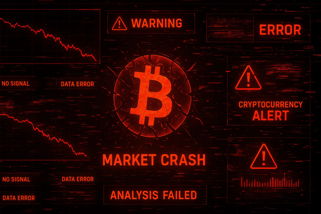 Cryptocurrency market crash visualization in red.