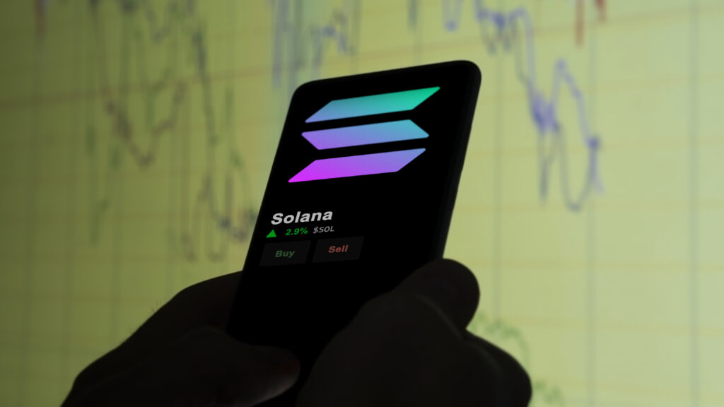 Solana, the token coin $SOL Solana on a crypto exchange screen.